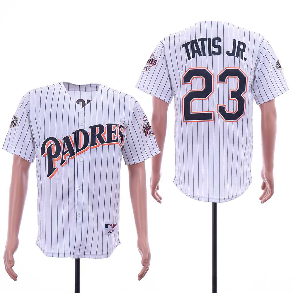 Padres 23 Fernando Tatis Jr. White 50th Anniversary Patch Turn Back The Clock Jersey,We sell and wholesale Padres 23 Fernando Tatis Jr. White 50th Anniversary Patch Turn Back The Clock Jersey on line form chian!